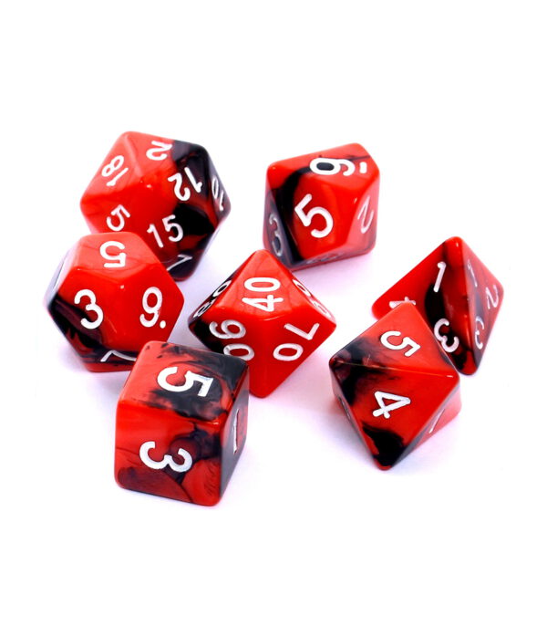 Kości RPG - Dwukolorowe - Czerwono-czarne