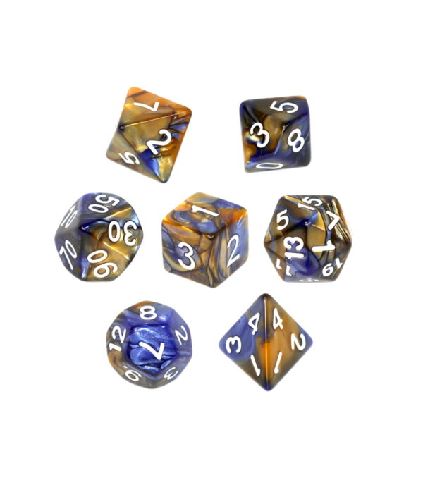 Kości RPG - Dwukolorowe - Ciemnoniebiesko-żółte