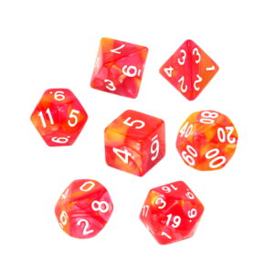 Kości RPG - Dwukolorowe - Czerwono-żółte