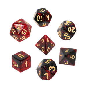 Kości RPG - Dwukolorowe - Karminowo-czarne