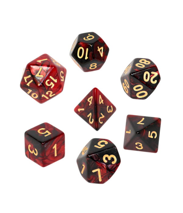Kości RPG - Dwukolorowe - Karminowo-czarne