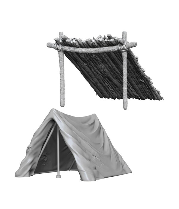 Deep Cuts Unpainted Miniatures: Tent & Lean-to (2 figurki)