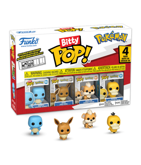 Funko Bitty POP! Pokémon - Squirtle, Eevee, Growlithe, Psyduck